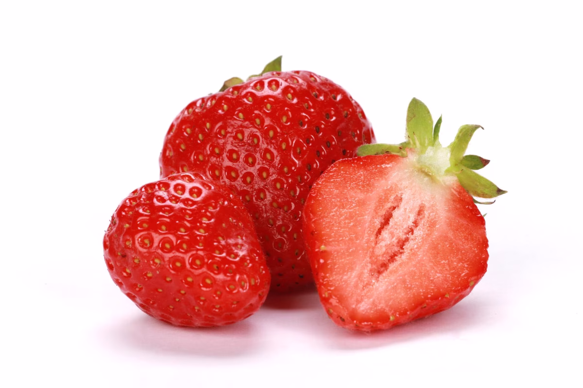 closeup shot fresh ripe strawberries isolated white surface 181624 54939